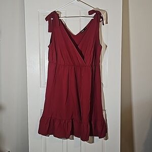 Shein maroon bow tie sleeveless dress plus size 2XL